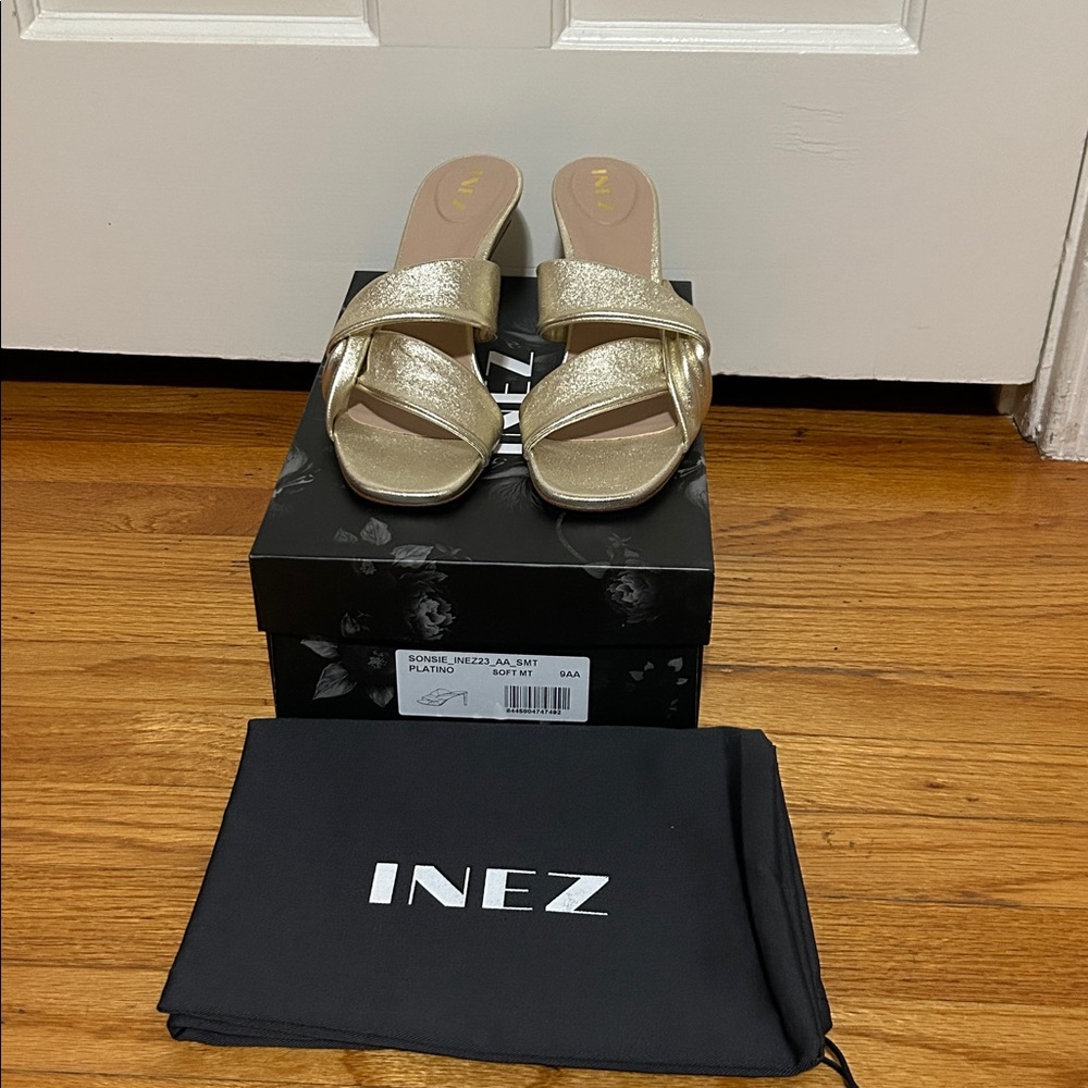 Elegant Inez Isa Gold Women's Heeled Sandals